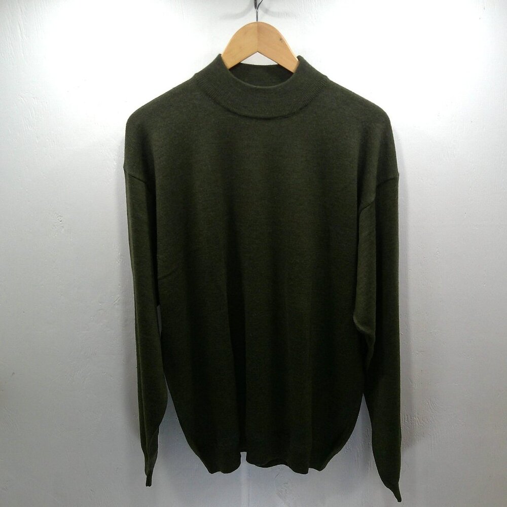 Brandini Italian Preppy Green Merino Wool Pull over Sweater Size L - Tall